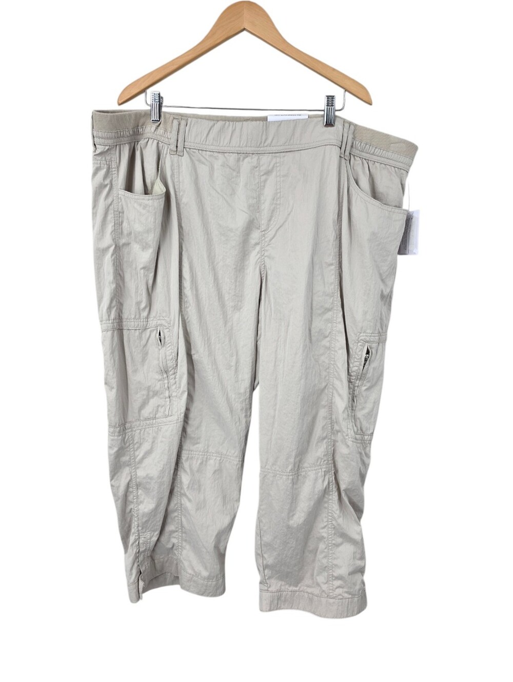 Westbound Parachute Crop  Lightweight Beige Utility Cargo Cropped Pants Capri